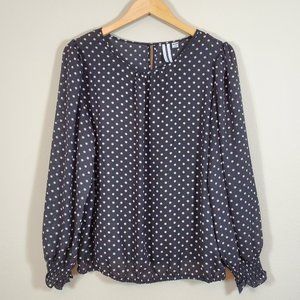 Jules & Leopold Polka Dot Elastic Waist Blouse Top